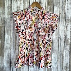 THML Smocked Multi Colored Blouse